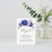 Royal Blue Lilac Lila Floral Wedding Reception E Begleitkarte (Stehend Vorderseite)