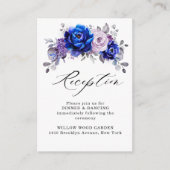 Royal Blue Lilac Lila Floral Wedding Reception E Begleitkarte (Vorderseite)