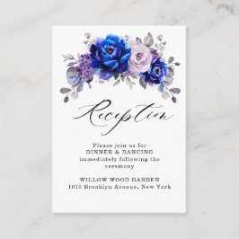 Royal Blue Lilac Lila Floral Wedding Reception E Begleitkarte