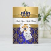 Royal Blue Little Prince Crown Babydusche laden ei Einladung (Stehend Vorderseite)