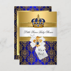 Royal Blue Little Prince Crown Babydusche laden ei Einladung
