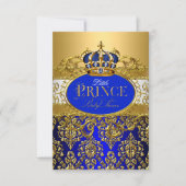 Royal Blue Little Prince Crown Babydusche sml Einladung (Vorderseite)