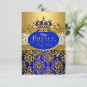 Royal Blue Little Prince Crown Babydusche sml Einladung (Stehend Vorderseite)