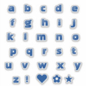 Royal Blue Lower Case Text Letters Alphabet Heart Aufkleber (Vorderseite)