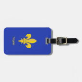 Royal Blue Luggage Tag mit Gold-Lilie Gepäckanhänger (Vorderseite horizontal)