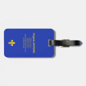 Royal Blue Luggage Tag mit Gold-Lilie Gepäckanhänger (Rückseite horizontal)