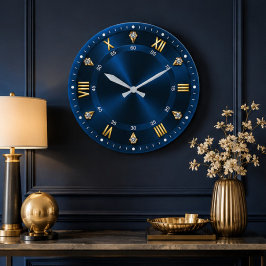 Royal Blue Luxury Crystal Accents  Große Wanduhr
