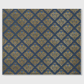 Royal Blue Luxury Damask BIRTHDAY WEDDING WRAP Geschenkpapier (Flach)