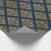 Royal Blue Luxury Damask BIRTHDAY WEDDING WRAP Geschenkpapier (Ecke)