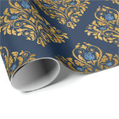 Royal Blue Luxury Damask BIRTHDAY WEDDING WRAP Geschenkpapier (Rolleneckpunkt)