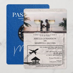Royal Blue Maldives Reisepass Hochzeit Einladung