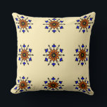 Royal Blue Mandala Kissen<br><div class="desc">This unique hand-drawn mandala features a rustic,  artistic charm with natural variations in the pattern alignment. A striking royal blue and gold design that adds a touch of elegance to any sofa or bed."</div>