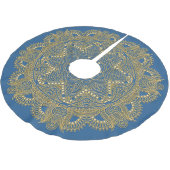 Royal Blue Mandala Star Pattern Fleece Polyester Weihnachtsbaumdecke (Schrägansicht)