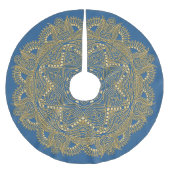 Royal Blue Mandala Star Pattern Fleece Polyester Weihnachtsbaumdecke (Vorderseite)