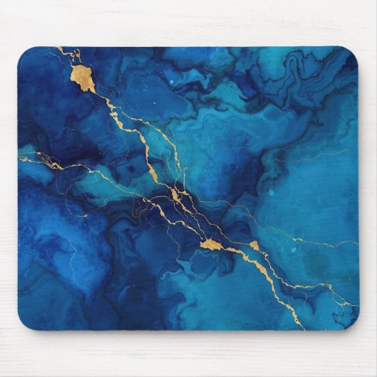 Royal Blue Marble Gold Accent Mousepad (Vorne)