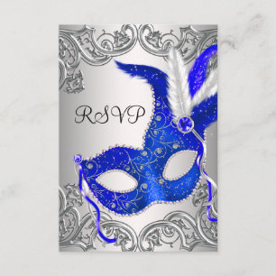 Royal Blue Mask Masquerade Party UAWG RSVP Karte