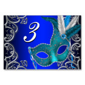 Royal Blue Masquerade Party Tischnummer (Vorderseite)