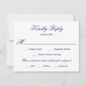 Royal Blue Meal Choice RSVP Karte (Vorderseite)