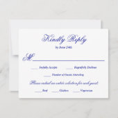 Royal Blue Meal Selection RSVP Karte (Vorderseite)