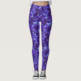 Royal Blue Mermaid Scale Fish Leggings Yoga Pants