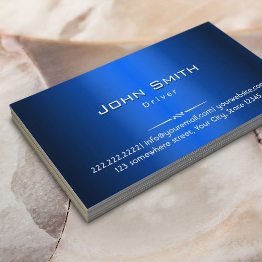 Royal Blue Metal Driver Business Card Visitenkarte