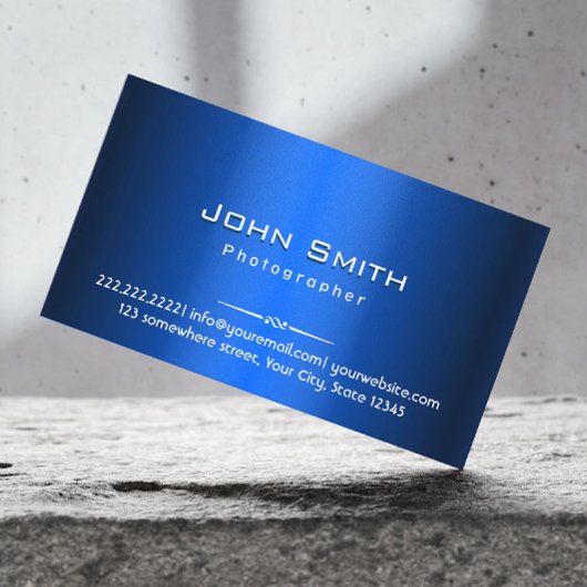 Royal Blue Metal Fotograf Business Card Visitenkarte
