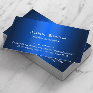 Royal Blue Metal Investigator Business Card Visitenkarte