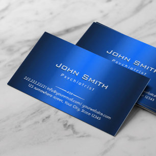 Royal Blue Metal Psychiatrist Business Card Visitenkarte