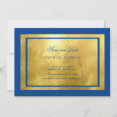 Royal Blue & Metallic Gold Regal Save The Date (Vorderseite)