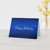 Royal Blue Metallic Graphic Birthday Karte (Gelbe Blume)
