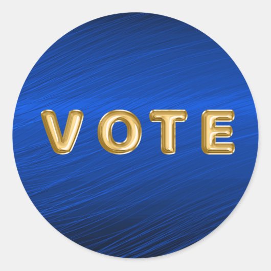 Royal Blue Metallic Graphic Vote Runder Aufkleber (Vorderseite)