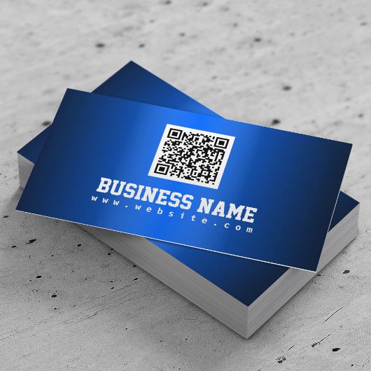 Royal Blue Metallic QR Code Business Card Visitenkarte