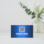 Royal Blue Metallic QR Code Business Card Visitenkarte (Stehend Vorderseite)