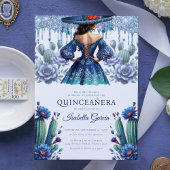Royal Blue Mexican Style Quinceñera Einladung