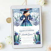 Royal Blue Mexican Style Quinceñera Einladung