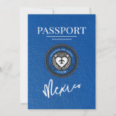 Royal Blue Mexico Passport Wedding Einladung (Rückseite)
