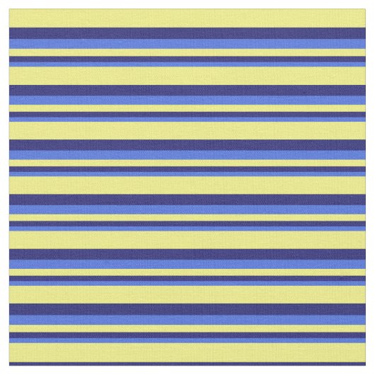 Royal Blue, Midnight Blue & Yellow Pattern Stoff (Nahaufnahme)