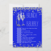 Royal Blue Minimal Brunch und Bubbly Einladung (Vorderseite)