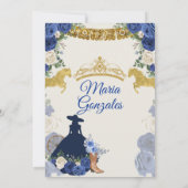 Royal Blue Mis Quince 15 Anos Gold Crown Einladung (Rückseite)