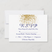 Royal Blue mit einem Splash of Gold Confetti RSVP Karte (Rückseite)