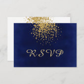 Royal Blue mit einem Splash of Gold Confetti RSVP Karte (Vorne/Hinten)