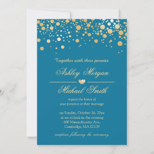 Royal Blue mit Gold Confetti Polka Dots Wedding Einladung