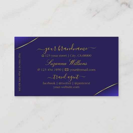 Royal Blue mit Gold Decoder Diamanten und Monogram Visitenkarte (Rückseite)