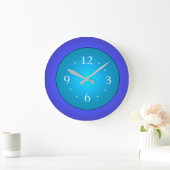 Royal Blue mit Green Aqua Center Wall Clock Große Wanduhr (Zuhause)