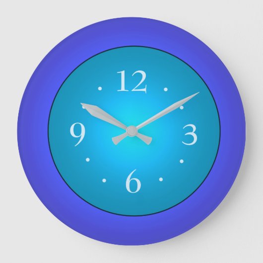Royal Blue mit Green Aqua Center Wall Clock Große Wanduhr (Vorderseite)