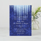 Royal Blue mit Icicles Winter Wedding Einladung (Stehend Vorderseite)