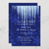 Royal Blue mit Icicles Winter Wedding Einladung (Vorne/Hinten)
