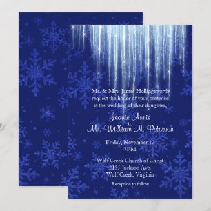 Royal Blue mit Icicles Winter Wedding Einladung