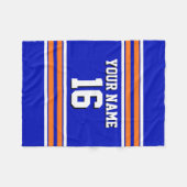 Royal Blue mit Orange White Stripes Team Jersey V Fleecedecke (Vorderseite (Horizontal))