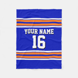 Royal Blue mit Orange White Stripes Team Jersey V Fleecedecke